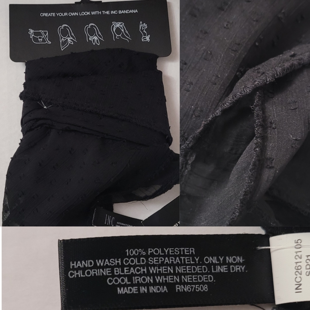 INC International Concepts Swiss Dot Bandana Black ONE SIZE New